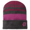 Bonnet Tricoté Enfant Jack Wolfskin Stripy [Size S] -Hiking Store jack wolfskin 1910401 2501 0 a260 stripy knit cap k dark ruby