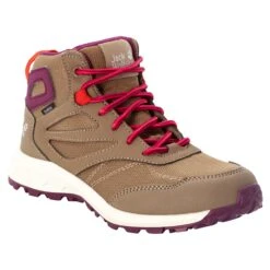 Chaussures De Randonnée Enfant Jack Wolfskin Woodland Texaporeid Mid GT [Size 34] -Hiking Store jack wolfskin 4042152 5306 9 f360 woodland texapore mid k brown pink