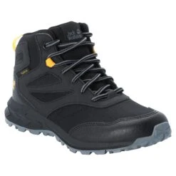 Chaussures De Randonnée Enfant Jack Wolfskin Woodland Texapore Mid [Size 34] -Hiking Store jack wolfskin 4042152 6055 9 f360 woodland texapore mid k black burly yellow xt